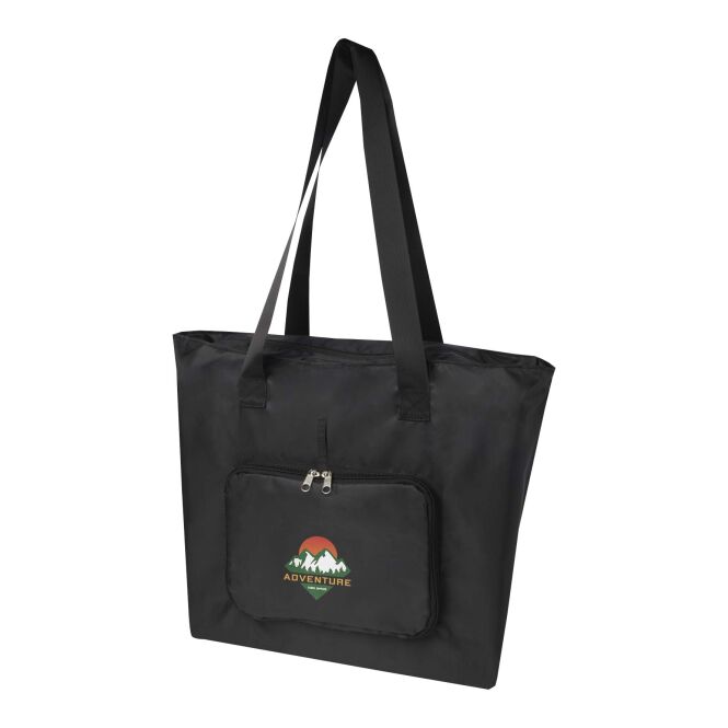 Werbeartikel Tragetasche EcoFold – schwarz – mit 48h Express-Logodruck 16L aus 100% rPET nachhaltige Einkaufstasche für CSR