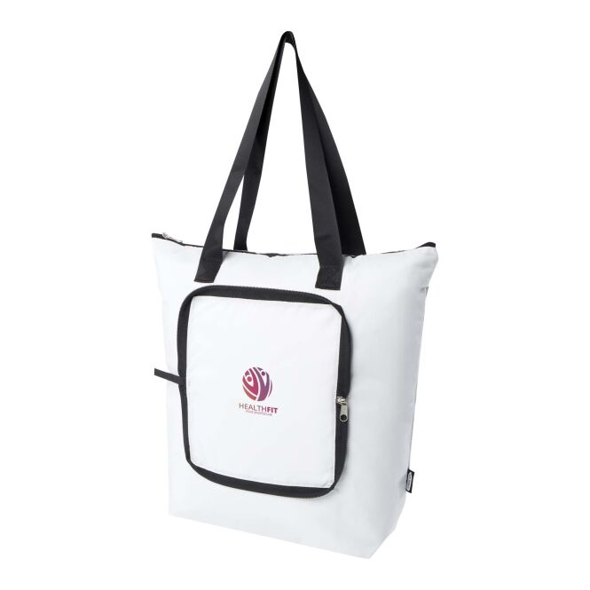 Mitarbeitergeschenk Kühltasche EcoFold – weiss – mit 48h Express-Logodruck 15L, 100% rPET, PVC-frei, nachhaltige Mehrwegtasche
