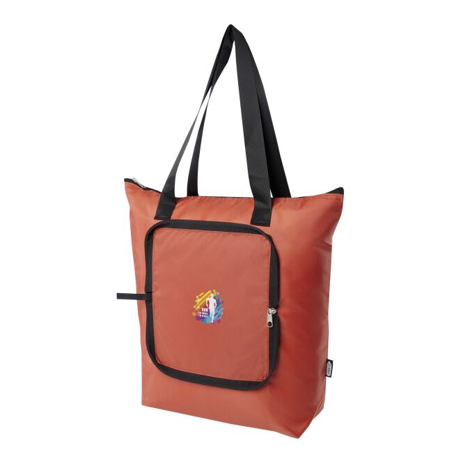 Mitarbeitergeschenk Kühltasche EcoFold 15 L – brick – mit 48h Express-Logodruck aus 100% rPET, nachhaltige Isoliertasche für CSR