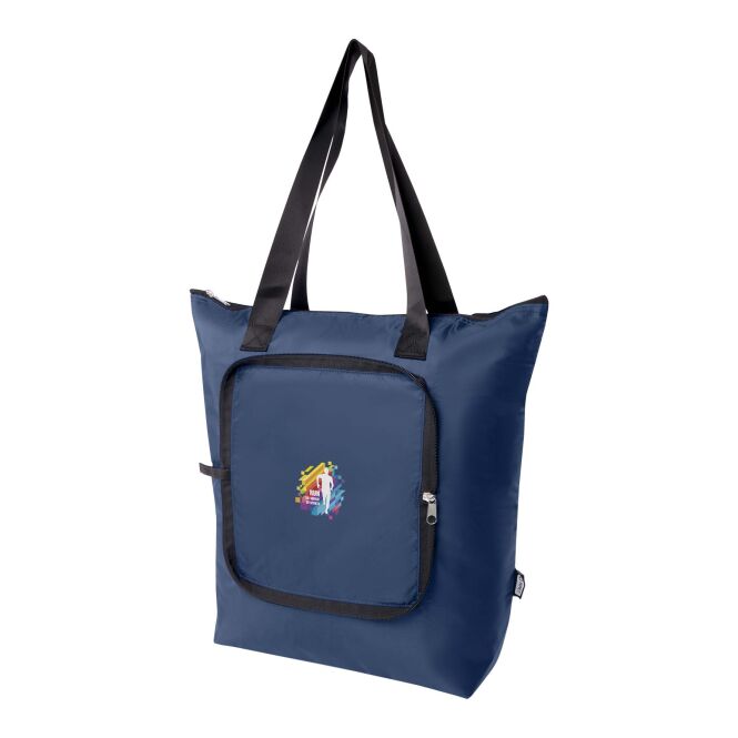 Firmengeschenk Kühltasche EcoFold 15L – navy – mit 48h Express-Logodruck aus 100% rPET, PVC-frei, nachhaltige Isoliertasche für CSR