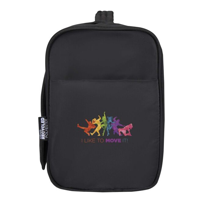 Mitarbeitergeschenk Kulturtasche Puffer – schwarz – mit 48h Express-Logodruck 8L GRS-recyceltes Material wasserabweisend nachhaltige Reisebegleiter