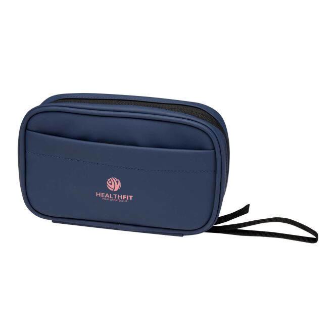 Firmengeschenk Tech-Tasche Resi Plus GRS – navy – mit 48h Express-Logodruck 1L aus recyceltem Material, praktisches Elektronik-Etui