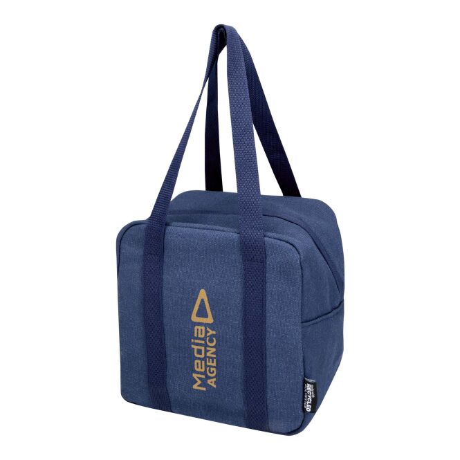 Firmengeschenk Kühltasche Recanvas 5L – navy – mit 48h Express-Logodruck aus GRS-recyceltem Canvas, nachhaltige Isolier-Tasche