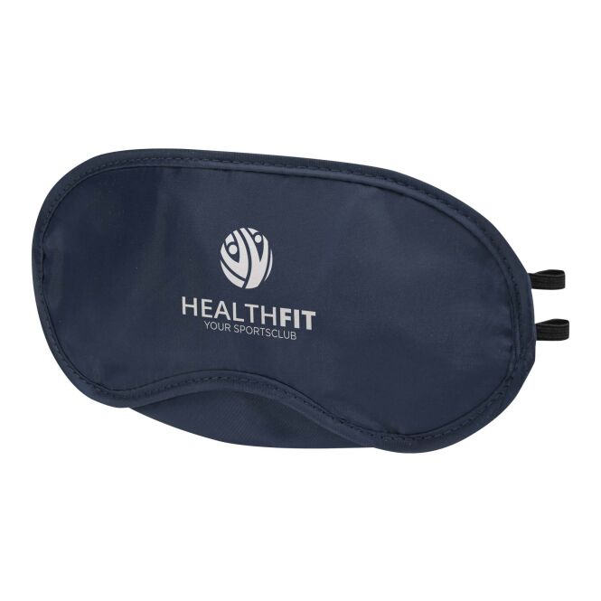 Mitarbeitergeschenk Schlafmaske Traveler – blau – mit 48h Express-Logodruck aus Mikro-Polyester, bequeme Augenmaske für Events