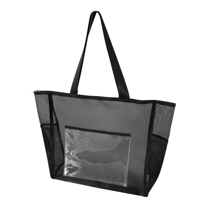 Werbeartikel Tragetasche Mesh 23L – schwarz – mit 48h Express-Logodruck aus 100% GRS-rPET belastbar bis 15kg nachhaltiges Accessoire