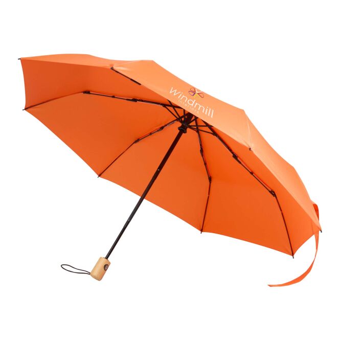 Werbeartikel Taschenschirm Renee – orange – mit 48h Express-Druck sturmfest mit Windproof-System 23-Zoll als Messe-Giveaway