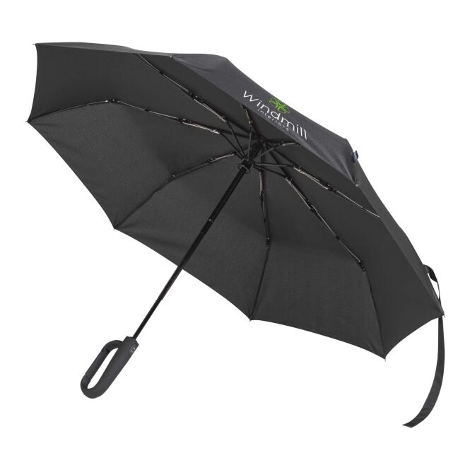 Werbeartikel Taschenschirm SMART – schwarz – mit 48h Express-Druck sturmfest mit Automatik Ø 21 Zoll als praktisches Messe-Giveaway