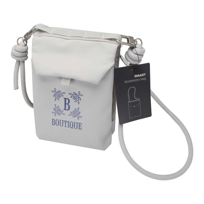 Kundengeschenk SMART RFID Zubehörtasche – hellgrau – mit Logo bedruckt 48h Express-Druck für Messen & Promotion aus nachhaltigem Material