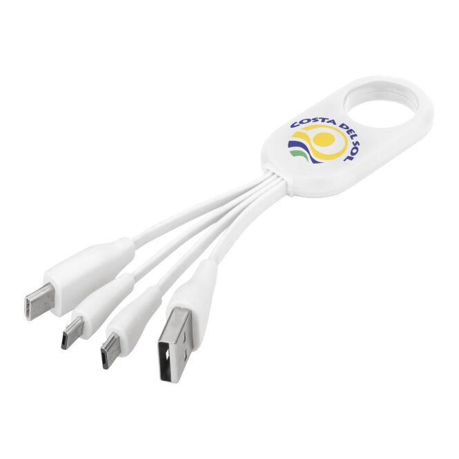 Streuartikel 4-in-1 Ladekabel The Troup – weiss – mit Logo bedruckt 48h Express-Druck USB-C Multi-Ladekabel für den Büroalltag