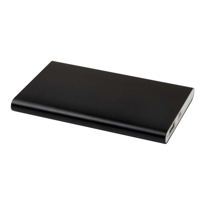 Kundengeschenk Powerbank Pep 4000 Aluminium – schwarz – lasergraviert 48h Express-Gravur 4000 mAh für das Mitarbeiter-Onboarding