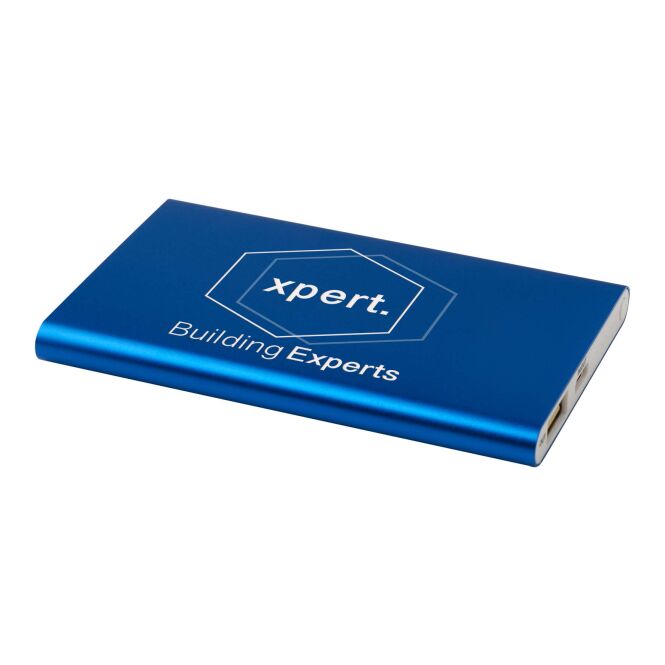 Werbeartikel Pep 4000 Aluminium Powerbank – royalblau – mit Gravur 48h Express-Gravur 4000 mAh für das Mitarbeiter-Onboarding