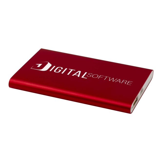 Werbeartikel Powerbank Pep 4000 Aluminium – rot – mit Gravur 48h Express-Gravur 4000 mAh für das Mitarbeiter-Onboarding
