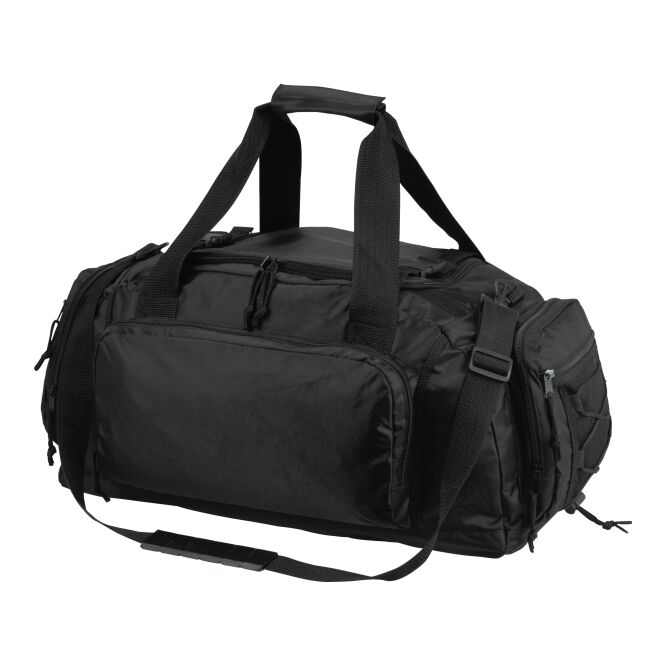 Firmengeschenk Reisetasche HALFAR® SPORT – schwarz – mit Logodruck, geräumiges Hauptfach, für einheitlichen Firmenauftritt