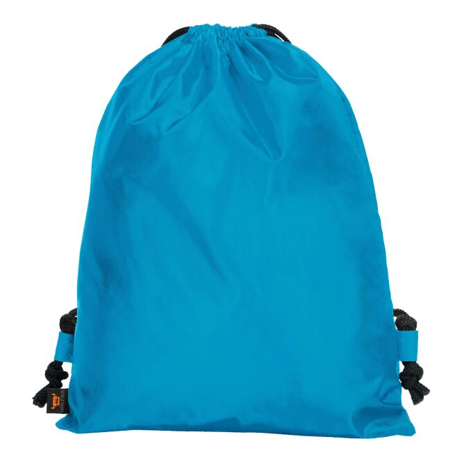 Mitarbeitergeschenk Taftrucksack HALFAR® SPORT – neonblau – mit Logodruck, Kordelzug, idealer Sportbeutel für Firmenevents