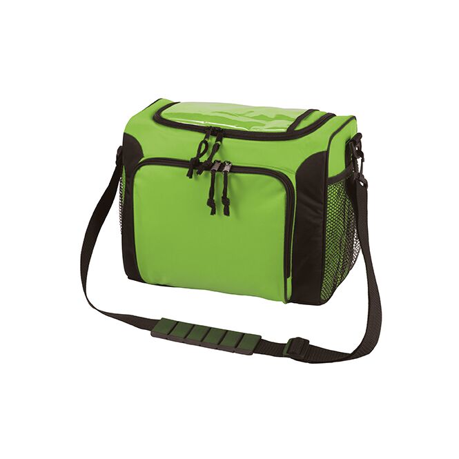 Mitarbeitergeschenk Kühltasche HALFAR SPORT – grün – mit Logodruck, 2-Wege-Reißverschluss, abnehmbarer Gurt, kompakte Kühltasche