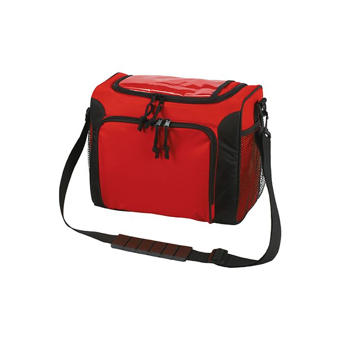 Kundengeschenk Kühltasche HALFAR SPORT – rot – mit Logo bedruckt, großes Hauptfach, abnehmbar, für Messen & Events