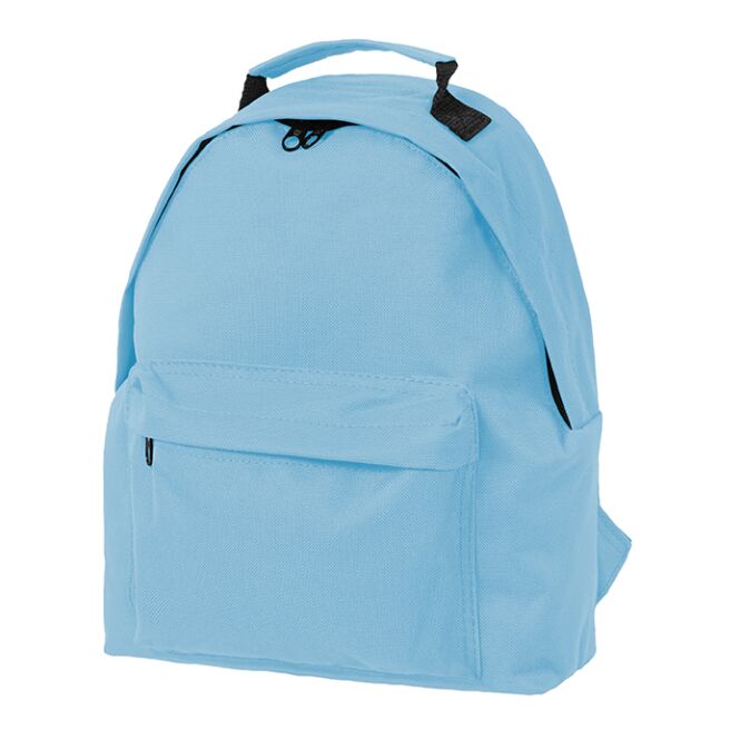 Mitarbeitergeschenk Rucksack HALFAR® KIDS – hellblau – mit Logodruck, gepolsterte Tragegurte, idealer Werbetaschen-Begleiter