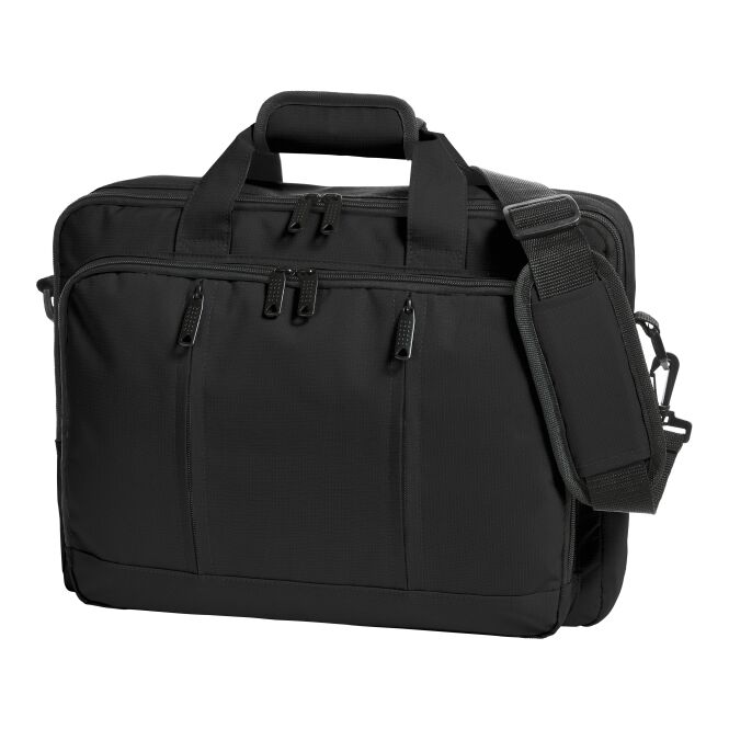 Mitarbeitergeschenk Rucksack HALFAR® ECONOMY – schwarz – mit Logo bedruckt, gepolstertes Notebookfach, perfekt für Firmenauftritt