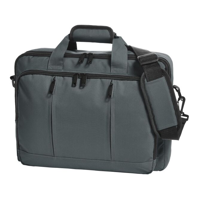 Mitarbeitergeschenk Laptop-Rucksack HALFAR ECONOMY – grau – mit Logodruck gepolstertes Fach, perfekt für Firmenauftritt