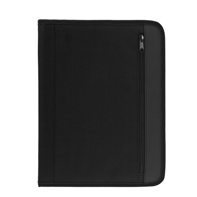 Firmengeschenk Schreibmappe HALFAR – schwarz – mit Logodruck, Organizer, Reißverschluss, Ringbuch, perfekt für Firmenauftritt