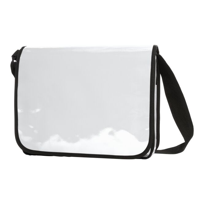 Mitarbeitergeschenk Umhängetasche HALFAR® LorryBag® ECONOMY – weiss – mit Logodruck, Organizer, Schultergurt, Kuriertasche