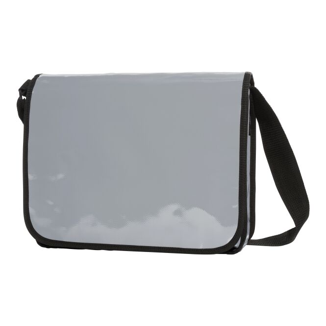 Mitarbeitergeschenk Umhängetasche HALFAR® LorryBag® ECONOMY – silber – mit Logodruck, Organizer, Schultergurt, stabile Tasche