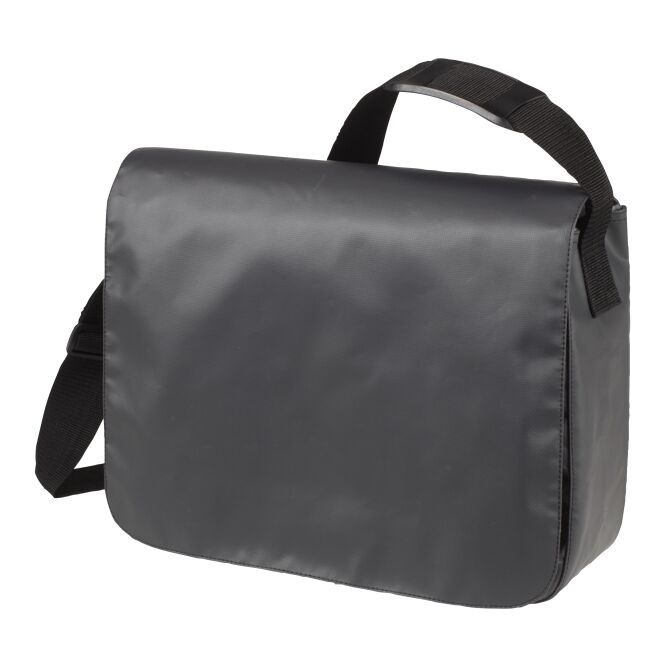 Firmengeschenk Umhängetasche HALFAr STYLE – anthrazit – hochwertig bedruckt, mit Organizer-Fächern, ideale Kuriertasche für Messen