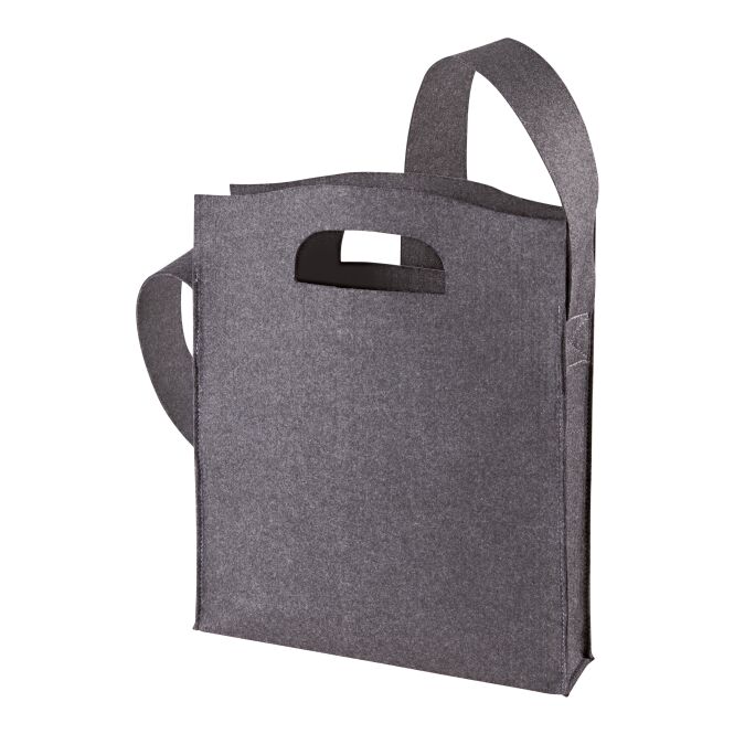 Firmengeschenk Shopper HALFAR® ModernClassic – anthrazit – mit Logodruck, verstärktem Boden & Schultergurt, stabile Tasche