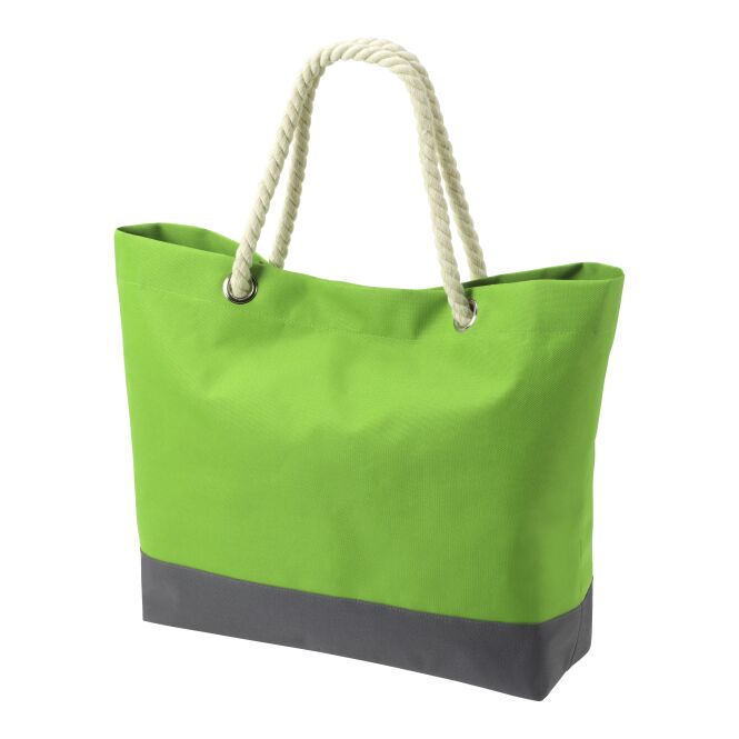 Mitarbeitergeschenk Shopper HALF-BONNY – hellgrün – mit Logodruck, geräumige Tasche für den einheitlichen Firmenauftritt