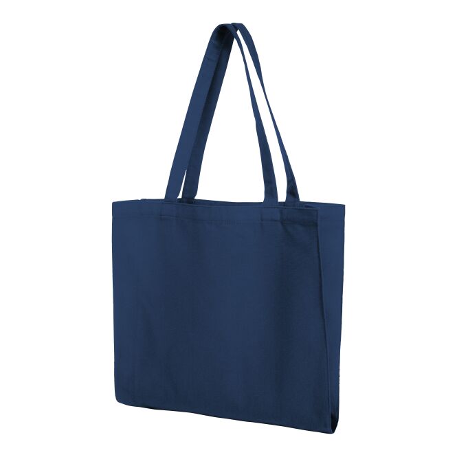 Mitarbeitergeschenk Baumwolltasche HALFAR® MALL – marineblau – mit Logodruck hochwertige Stofftasche für Messen & Events