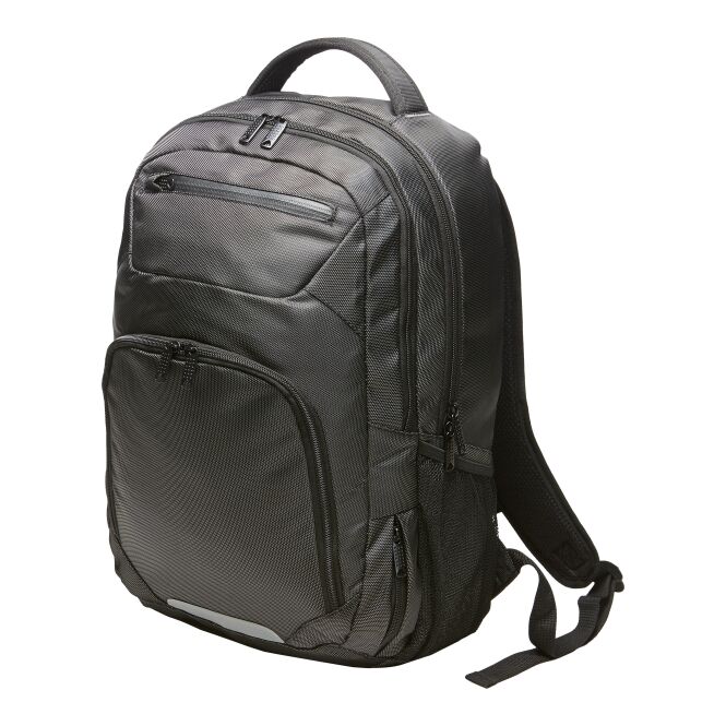 Mitarbeitergeschenk Rucksack HALFAR PREMIUM – grau – mit Logodruck gepolsterter Laptop-Rucksack perfekt für Firmenauftritt