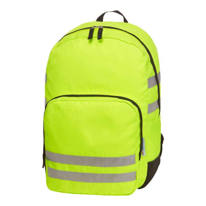 Mitarbeitergeschenk Rucksack HALFAR® REFLEX – neongelb – mit Logodruck, 3M™-Reflexstreifen & Organizer – praktischer Tagesrucksack