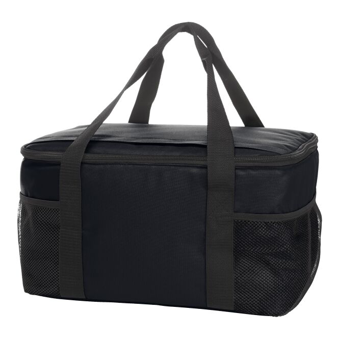 Mitarbeitergeschenk Kühltasche HALFAR® FAMILY XL – schwarz – mit Logodruck, großes Hauptfach, ideal für Events & Messen
