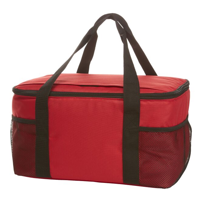 Firmengeschenk Kühltasche HALFAR® FAMILY XL – rot – mit Logodruck, Zwei-Wege-Reißverschluss, Netzfächer für Messen & Events