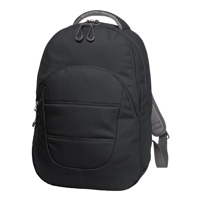Firmengeschenk Rucksack HALFAR® CAMPUS – schwarz – mit Logodruck, gepolstertes Notebookfach, perfekt für den Firmenauftritt