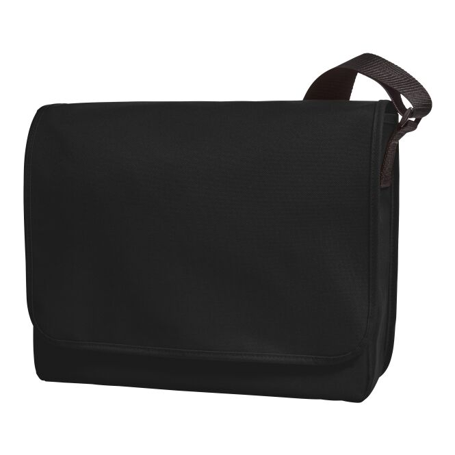 Firmengeschenk Kuriertasche Halfar – schwarz – mit Logodruck, gepolsterter Rücken, Klettverschluss, für Firmenauftritte