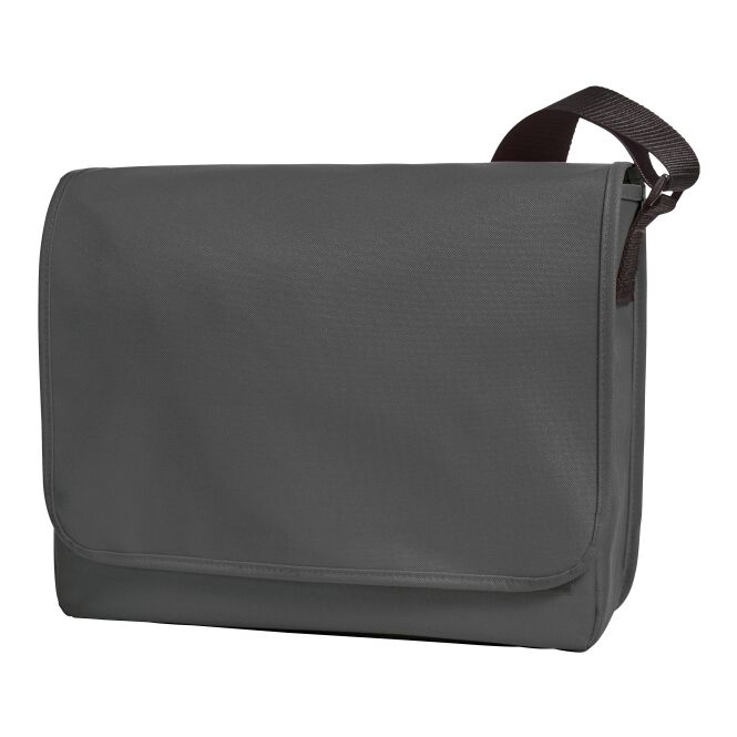 Kundengeschenk Umhängetasche HALFAR® KURIER – anthrazit – mit Logodruck, gepolsterter Rücken, verstellbarer Gurt, Messenger Bag für Messen