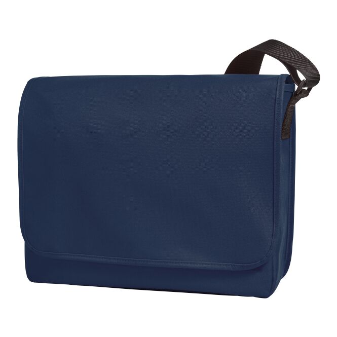 Firmengeschenk Kuriertasche HALFAR® KURIER – marineblau – mit Logodruck, gepolsterter Rücken, perfekt für Messen & Events