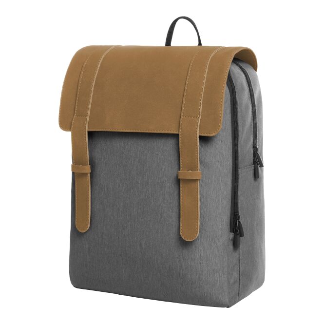 Mitarbeitergeschenk Rucksack HALFAR URBAN – braun – mit Logodruck, gepolstertes Notebookfach, perfekt für Firmenauftritt