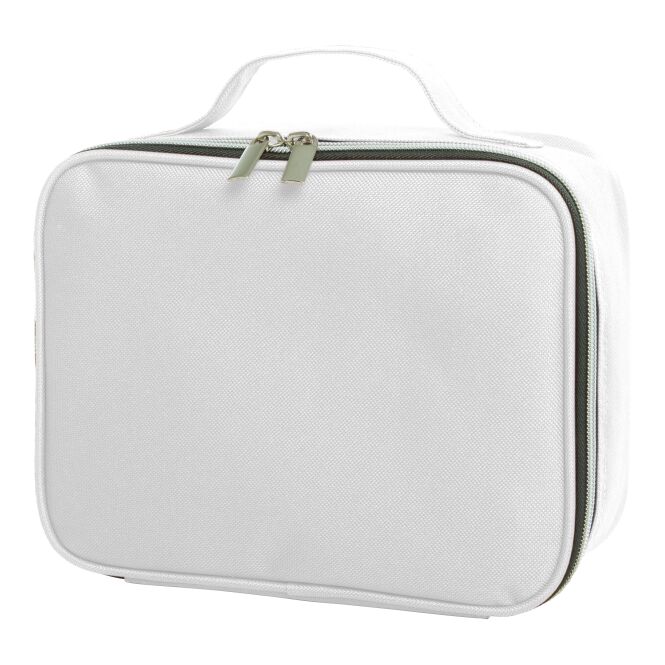 Firmengeschenk Reißverschlusstasche HALFAr SWITCH – weiss – mit Logodruck, Einsteckfach, Handschlaufe, idealer Kulturbeutel
