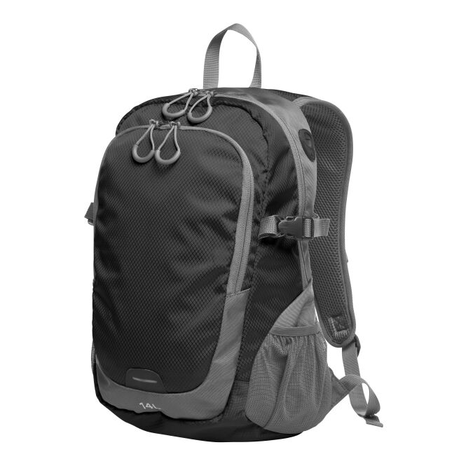Firmengeschenk Rucksack HALFAR® STEP M – schwarz – mit Logo bedruckt, Reflektor-Streifen, Laptop-Begleiter für Messen & Events