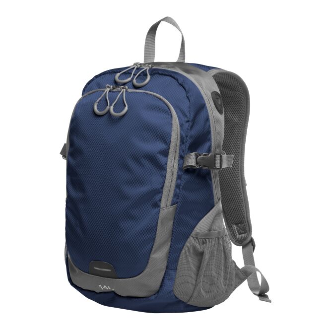 Mitarbeitergeschenk Rucksack HALFAR STEP M – marineblau – mit Logodruck, gepolsterter Rücken, reflektierend, robuster Tagesrucksack