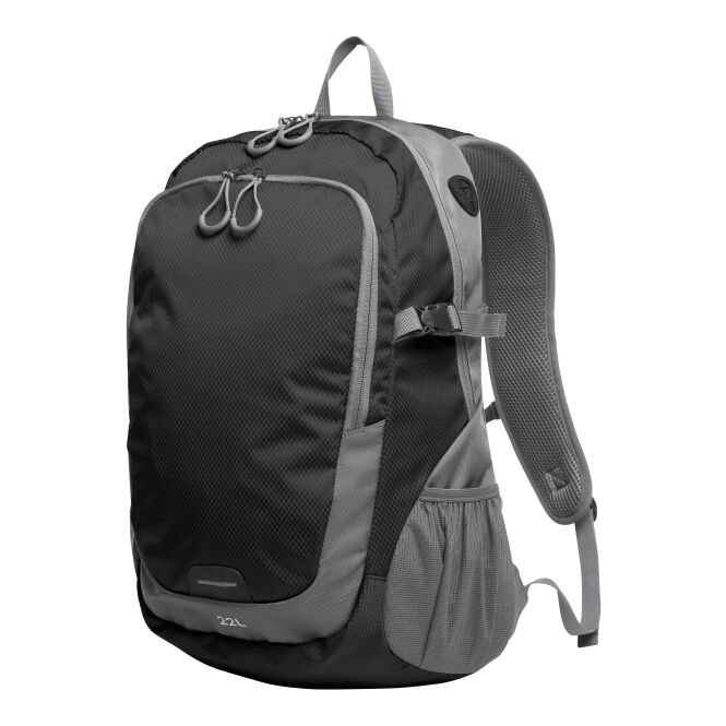 Mitarbeitergeschenk Rucksack HALFAR STEP L – schwarz – mit Logodruck, gepolsterte Schultergurte, ideal für Firmenauftritt