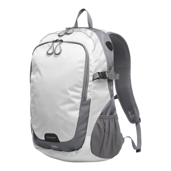 Mitarbeitergeschenk Rucksack HALFAR STEP L – weiss – mit Logo bedruckt, geräumig, reflektierend, idealer Sportbeutel für Firmen