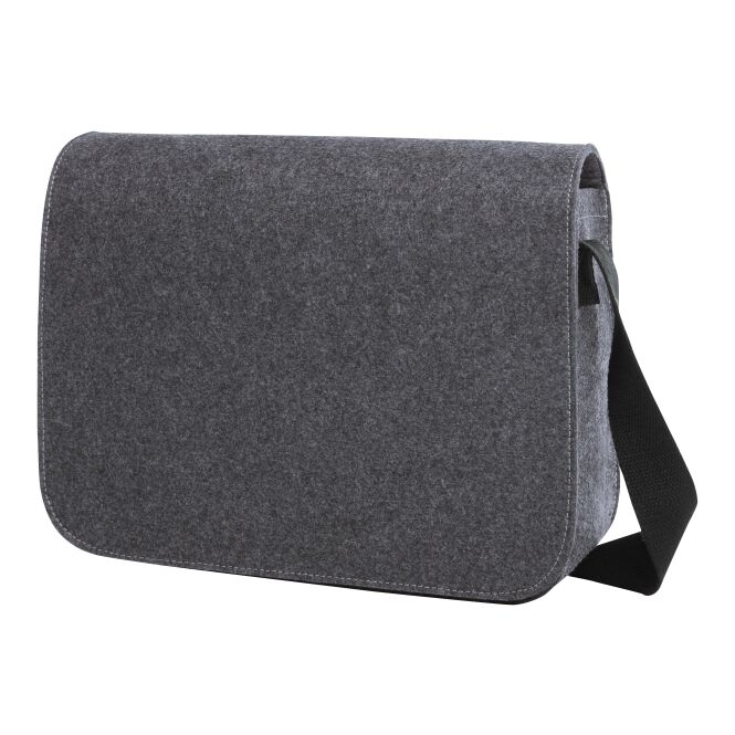 Kundengeschenk Schultertasche HALFAR® ModernClassic – anthrazit – mit Logodruck DIN A4-Fach verstellbarer Gurt für Firmenauftritt
