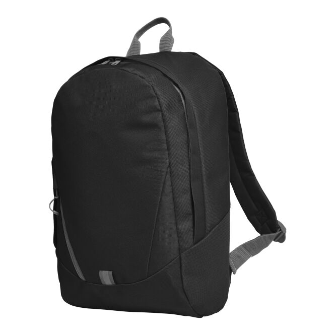 Firmengeschenk Rucksack HALFAR® SOLUTION – schwarz – mit Logodruck, gepolstert, Reflektor-Streifen, idealer Business-Begleiter