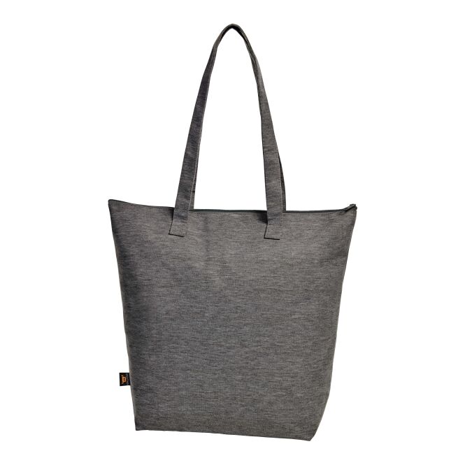 Mitarbeitergeschenk Shopper HALFAR JERSEY – anthrazit – mit Logo bedruckt, reißverschluss, perfekte Stofftasche für Messen