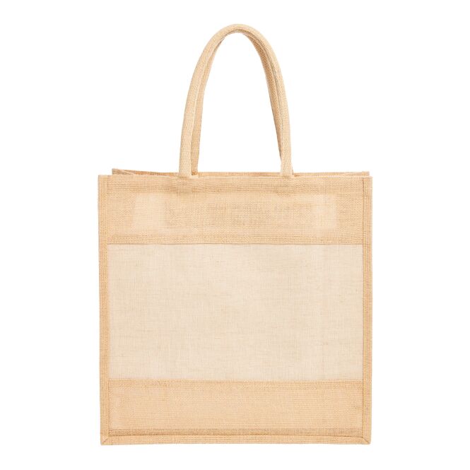 Kundengeschenk Shopper HALFAL NATIVE – hellgrau – mit Logodruck, robuster Organizer, geräumige Tasche für Firmenauftritte