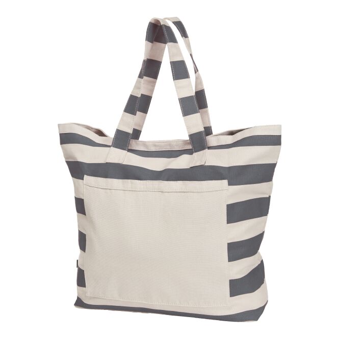 Kundengeschenk Shopper HALFAR® BEACH – anthrazit – mit Logodruck, Baumwoll-Tasche mit Vortasche für Messen & Events