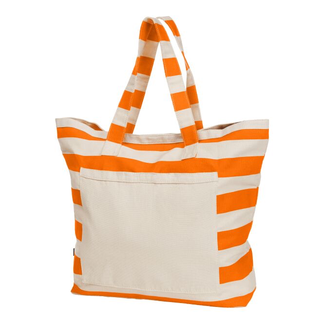 Kundengeschenk Shopper HALFAR® BEACH – orange – mit Logodruck, schwerer Baumwoll-Shopper mit Vortasche für Messen & Events